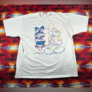 Vintage Disney Designs Mickey Mouse T-Shirt XL White Made In USA 90s Art Drawing